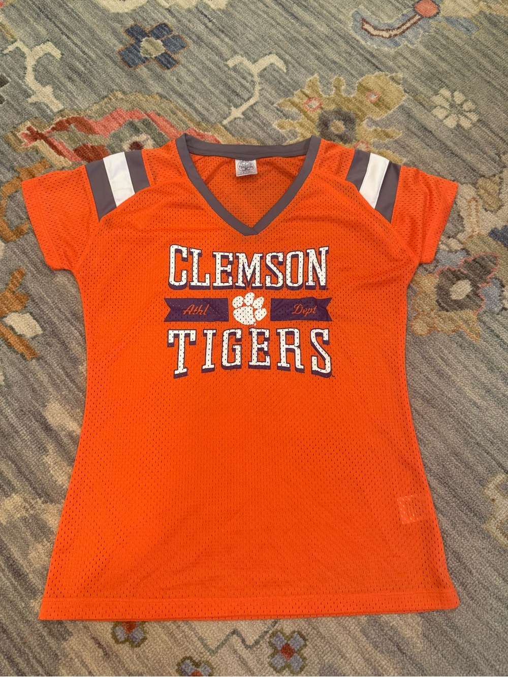 Clemson Tigers Orange Mesh V-Neck jersey rivalry threads size small